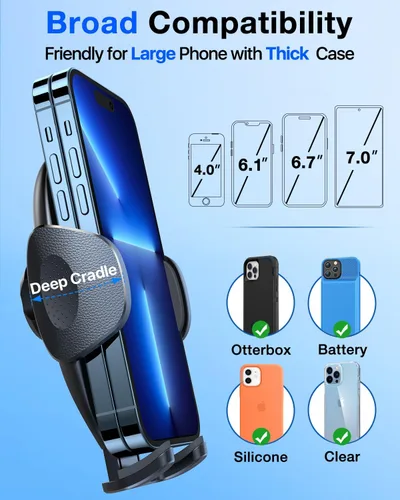Miniatura 6 de YRU Soporte universal mejorado para teléfono para automóvil, giratorio en 360°, fuerte succión, soporte de ventilación para iPhone 17 16 Pro Max