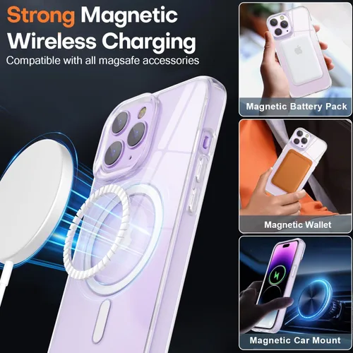Miniatura 49 de Fuerte magnético para iPhone 11, compatible con Magsafe, [resistente a caídas de 13 pies] Funda trasera translúcida mate con sensación de piel