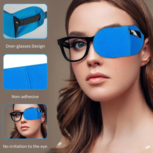 Miniatura 2 de 12 parches para ojos para gafas, parche médico de tela no tejida reutilizable para adultos y niños, ojo izquierdo y derecho, parche para gafas