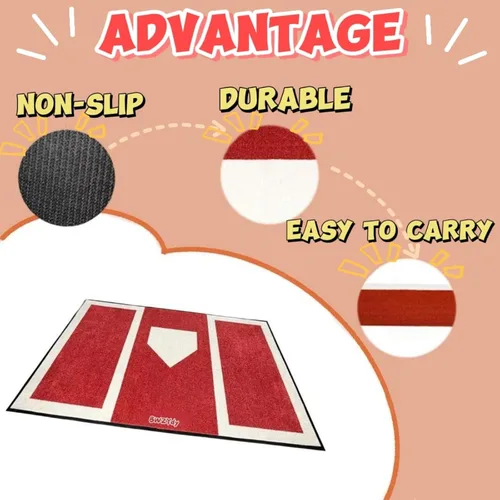 Miniatura 5 de Alfombrilla de Bateo de Béisbol y Sóftbol – Base de Goma Antideslizante de 6 x 4 pies, Home Plate con Caja del Bateador, Diseño Plegable de 12