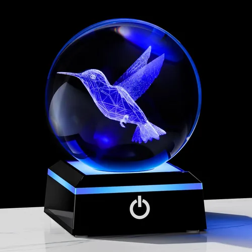 Miniatura 24 de Qianwei Lámpara de Medusa para Mujeres Bola de Cristal 3D 3.14'' - 80mm Láser Medusa Decoración de Vidrio Animales Lámpara Nocturna Regalos Figuras