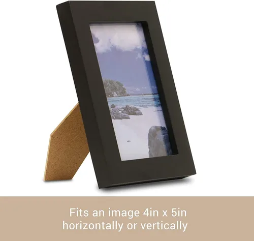 Miniatura 2 de Klikel Marco de fotos negro – Juego de 2 marcos de fotos de madera negra de 4 x 5 pulgadas – hecho de madera real con protección de fotos de vidrio