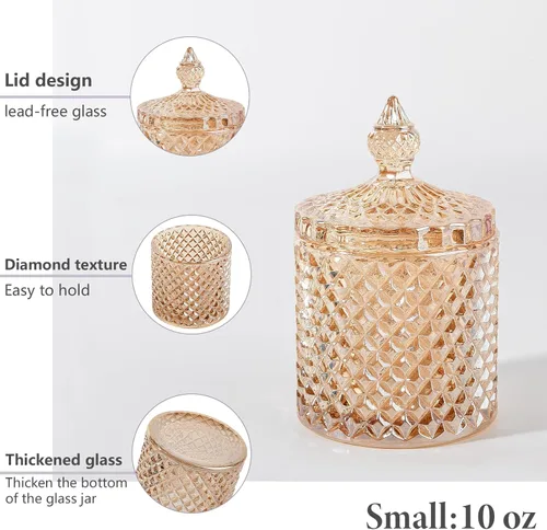 Miniatura 3 de Paquete de 2 Portacotonetes Frascos de Boticario de Vidrio Grueso con Tapa para Decoración de Baño Organizador de Almacenamiento para Hisopos