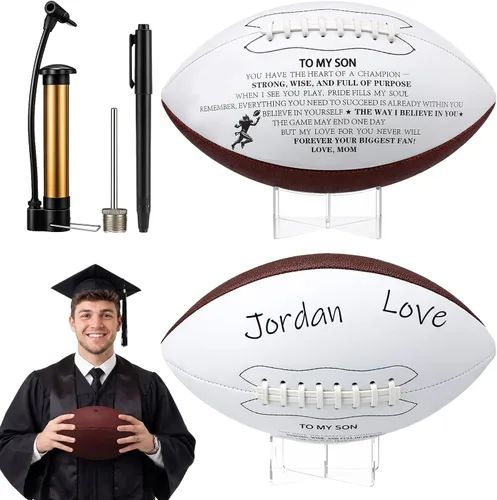 Miniatura 7 de Seematn Juego de fútbol americano impreso con autógrafo con soporte acrílico y bomba de bolígrafo de la firma, juego de regalo de entrenador