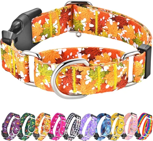 Miniatura 13 de Collar Martingale para perros, collares ajustables de nailon suave con diseño especial lindos patrones para perros pequeños, medianos y grandes Flor