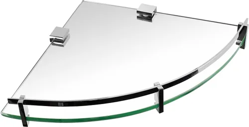 Miniatura 9 de Mount-It! Estante de ducha esquinero de vidrio para baño, montado en la pared con riel cromado y vidrio templado de 0.315 in, organizador de baño
