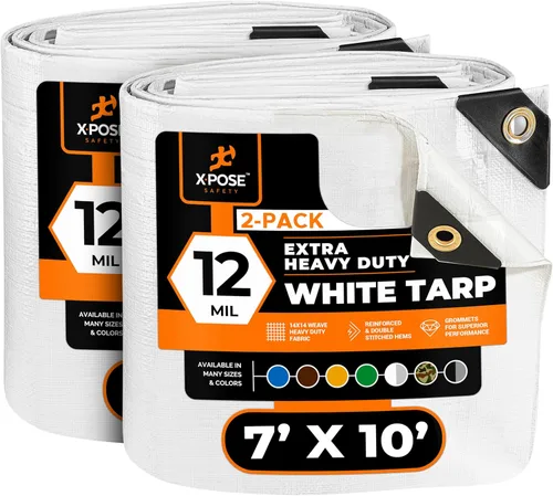 Miniatura 79 de Lona protectora Xpose Safety multiusos, de poliéster blanco, resistente, resistente al agua, resistente a la intemperie, resistente a rasguños