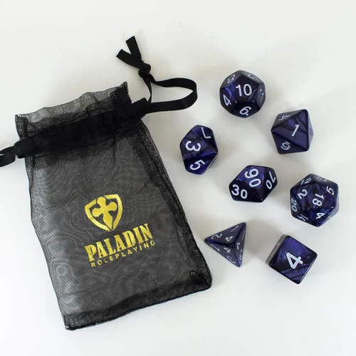 Miniatura 3 de Blue Pearl RPG Dice - Juego completo poliédrico - 'Nightfall