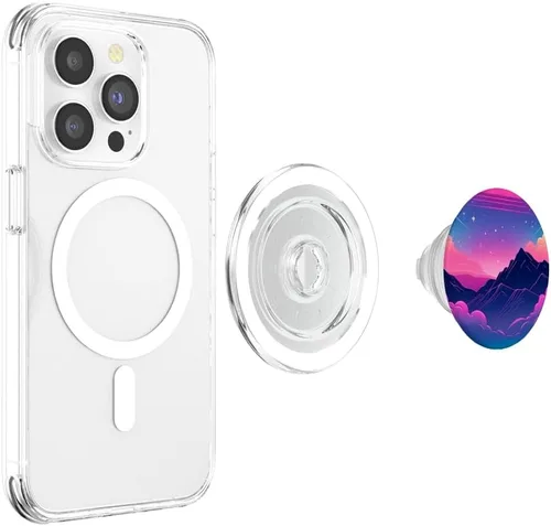 Miniatura 4 de Colorful Vaporwave Landscape Synthwave PopSockets MagSafe PopGrip for iPhone