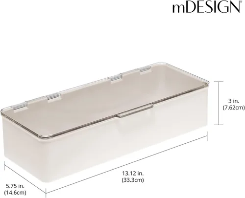 Miniatura 3 de mDesign - Caja organizadora apilable de plástico para encimera de baño, 2
