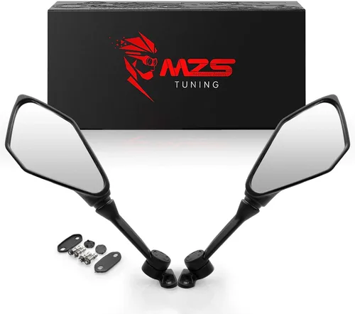 MZS Espejos de motocicleta de carreras, espejo retrovisor lateral negro compatible con EX 500 2024-2025 / ZX6R 2013-2023 / EX300 ABS 2013-2018 / EX