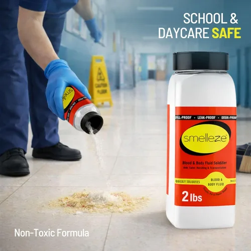 Miniatura 6 de SMELLEZE Limpieza de residuos de sangre y líquidos corporales súper absorbente, solidificador y desodorante: 2 lb. Los gránulos absorben sangre