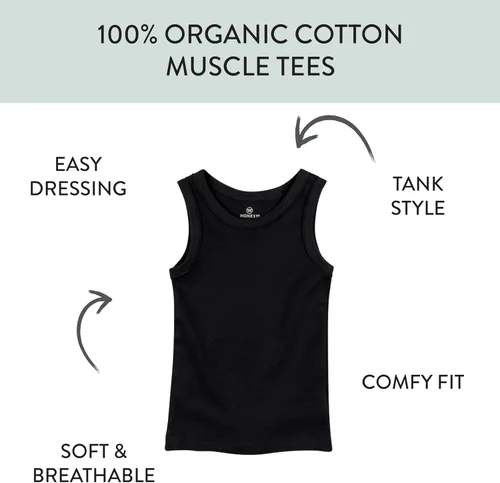 Miniatura 2 de HonestBaby Camisetas musculares sin mangas 100% algodón orgánico para bebés y niños pequeños, niñas
