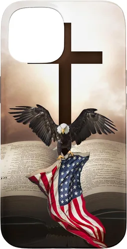 Miniatura 6 de Pretty Christian Cross Bible A Bald Eagle Grip American Flag Case for iPhone 17
