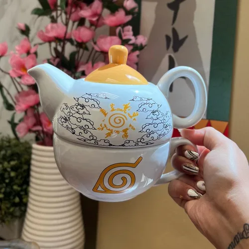 Miniatura 2 de Just Funky Naruto Shippuden Juego de 2 tazas de té con taza de té y hervidor de agua, taza de té de 15 onzas con el zorro de nueve colas "Kurama