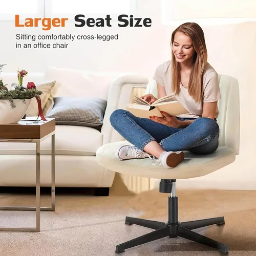 Miniatura 3 de Silla Criss Cross, Silla de Escritorio sin Brazos sin Ruedas, Silla de Oficina con Patas Cruzadas, Silla de Tocador Giratoria, Silla de Trabajo
