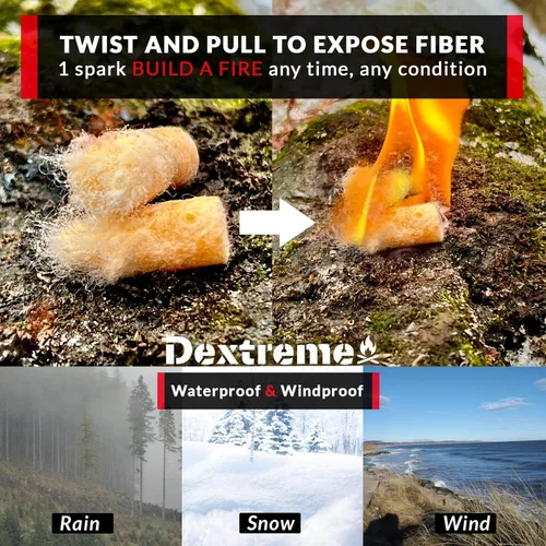 Miniatura 2 de Dextreme Enchufes de fuego impermeables para fogatas, emergencias, supervivencia, hogueras, parrillas 5+ minutos de combustión Todo natural