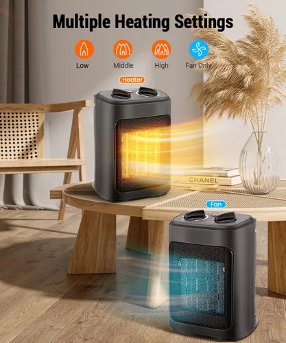 Miniatura 3 de KopBeau – Calentador de espacio para uso en interiores, calentador de torre portátil eléctrico de 1500W con termostato y temporizador, calentador