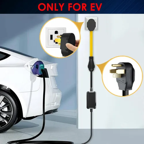 Miniatura 5 de Adaptador de Cable NEMA 14-30P a 14-50R para Cargador EV, Compatible con Alquiler, Enchufe Macho de 4 Puntas de Toma de Secadora 125V/250V a