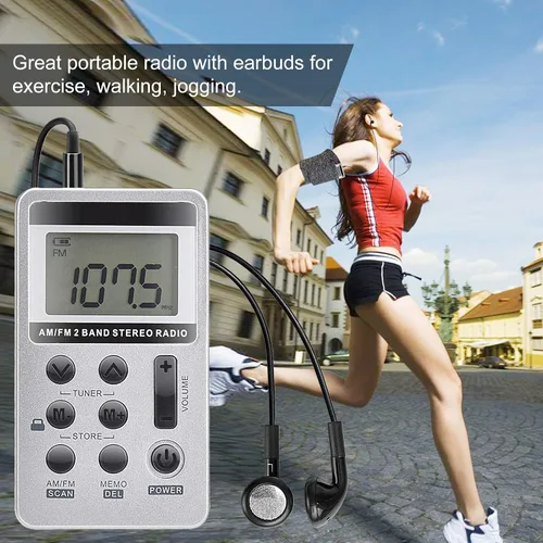 Miniatura 5 de Radio portátil AM FM, Vnaovd Digital Tuning Radio de bolsillo personal con la mejor recepción, batería recargable, auriculares estéreo, pantalla