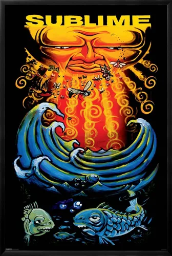 Miniatura 2 de AllPosters Póster de pared sublime, diseño de sol y pez sobre marco negro, 24 x 36 pulgadas
