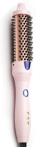 K&K Rizador de pelo iónico de turmalina de 1.25 pulgadas para rizos sueltos y de volumen, peinado térmico de cabello largo, doble voltaje Rosa