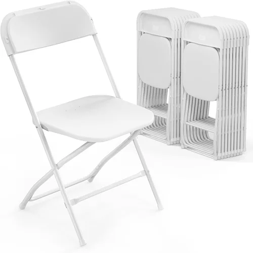 Miniatura 10 de VINGLI Juego de sillas plegables, asiento plegable portátil y cómodo para adultos, marco de metal con panel de plástico, ideal para fiestas, Negro