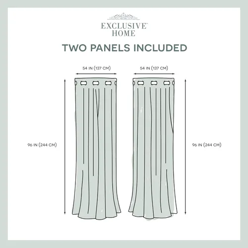 Miniatura 6 de EXCLUSIVE HOME Chateau - Par de paneles de cortinas a rayas de seda sintética con ojales en la parte superior, 54"x96", verde azulado