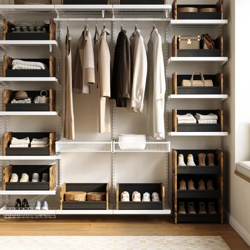 Miniatura 2 de FOUCSSOMEI Organizador y almacenamiento de armario, organizador de almacenamiento apilable de 4 niveles, estantes de armario de madera y metal