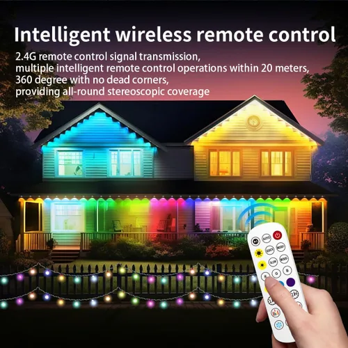 Miniatura 5 de Luz permanente para exteriores, 100 pies con 72 luces LED de alero, luces RGB inteligentes para exteriores con 75 modos de escena, IP67 resistente