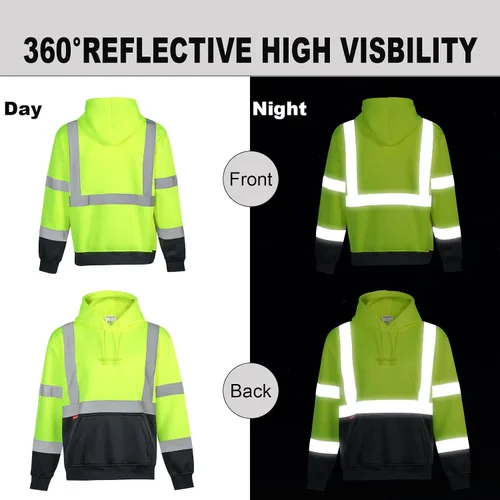 Miniatura 4 de ProtectX Hi Vis - Sudadera con capucha para hombres y mujeres, de alta visibilidad, reflectante, con bolsillos, para construcción, trabajo, clase 3