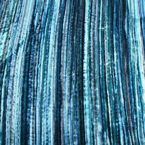 Fabric Mart Direct Aqua Tones Velvet con tela de rayas por The Yard, 1 yarda 44 pulgadas de ancho Aqua Swirls, Técnica Pin Tela de terciopelo azul