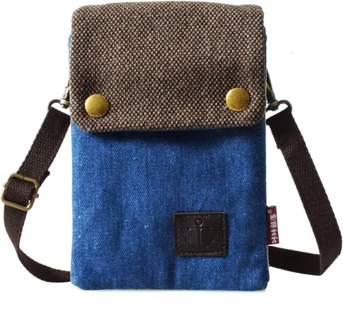 Miniatura 12 de WITERY Monedero pequeño de lona para teléfono celular, hecho a mano, lindo bolso cruzado para teléfono con correa ajustable para el hombro Agujero