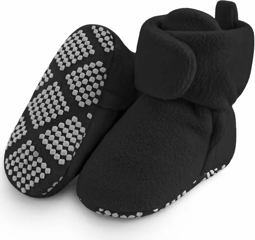 Pro Goleem Fleece Baby Booties - Warm Cozy Baby Slippers, Easy to Put on, Soft Newborn Booties Non-Slip Adjustable Baby Shoes for Boys and