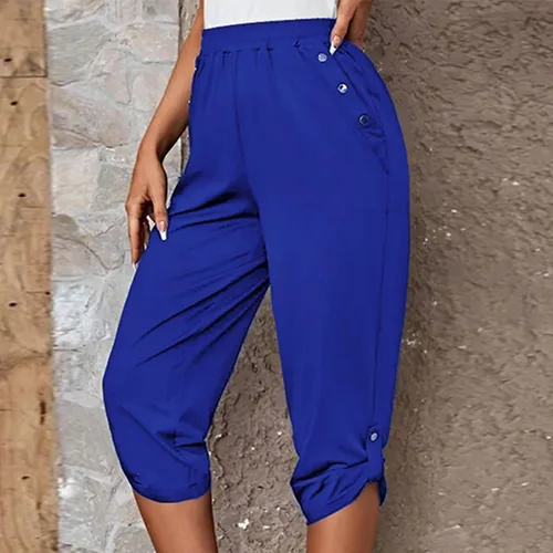 Miniatura 168 de Pantalones capri para mujer, estilo casual, de verano, elásticos, de cintura alta, pantalones de yoga, ajuste atlético, pantalones deportivos