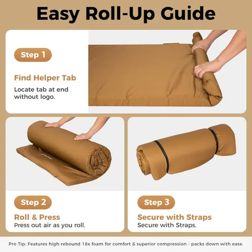 Miniatura 5 de Kingcamp Comfort XXL Wide Perforated PU Foam Cot Mattress, Portable Roll Up Camping Mattress Cot Mat, Sleeping Mat with Roll Helper for Cot pad