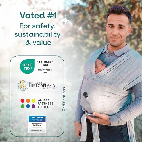 Miniatura 2 de Koala Babycare Portabebés Envolvente para Bebé, Fácil de Usar Como una Camiseta - Portabebés Original para Recién Nacido hasta Niño Pequeño - Gris