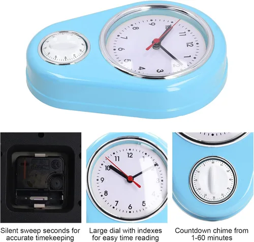 Miniatura 5 de Reloj de pared de 9 pulgadas, temporizador de cocina retro, temporizador de pared de cuenta regresiva de pared, reloj de pared de cocina, mini reloj