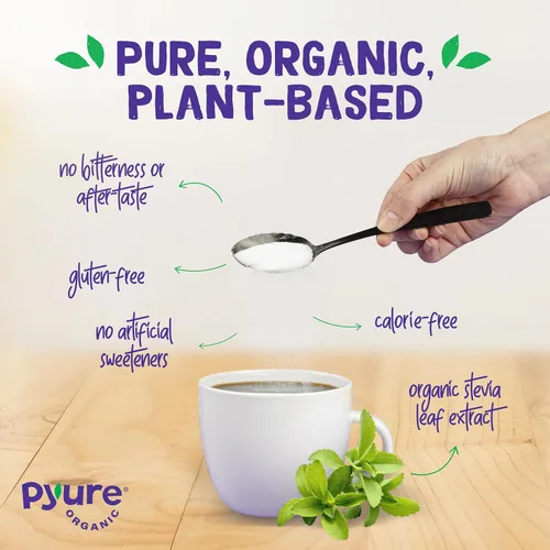 Miniatura 4 de Pyure Mezcla orgánica de stevia Sustituto de azúcar granulado con cero calorías y carbohidratos, apto para ceto, diabéticos y veganos, alternativa