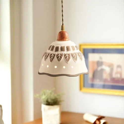 Miniatura 2 de Lámpara colgante moderna de mediados de siglo, lámpara colgante de cerámica vintage nórdica con base E26/E27 para cocina, isla, fregadero, comedor