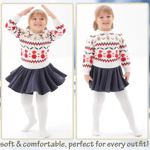 Miniatura 3 de Mini angel Mallas de punto trenzado para bebé niña, medias de algodón sin costuras, medias cálidas de invierno, paquete de 345