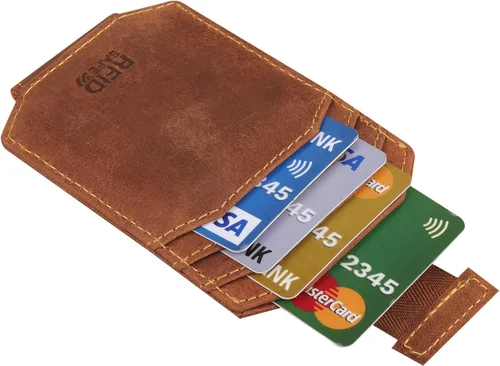 STARHIDE Funda tipo cartera de cuero ultra delgada con bloqueo RFID para tarjetas de crédito con imán fuerte 725 color marrón Marrón Cartera RFID