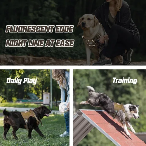 Miniatura 4 de Auroth Arnés Táctico para Perros Grandes Sin Tirones Arnés para Mascotas Ajustable Reflectante K9 Entrenamiento de Trabajo Control Fácil Chaleco