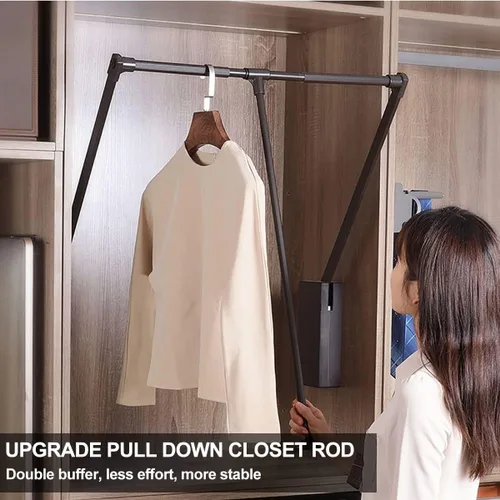 Miniatura 2 de Barra de armario desplegable para colgar ropa, colgador retráctil para armario de ancho interior de 26 a 35 pulgadas, tubo de aleación de aluminio