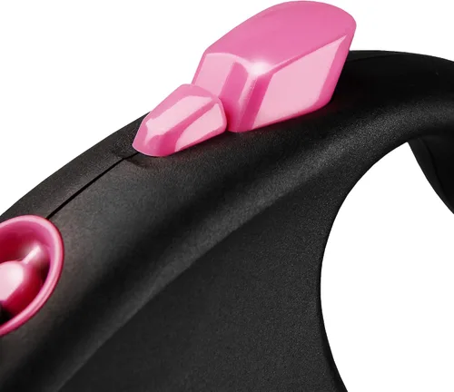 Miniatura 3 de Flexi Cinta de diseño negro rosa, correa retráctil grande de 16.4 ft para perros de hasta 110.2 lbs/110 libras