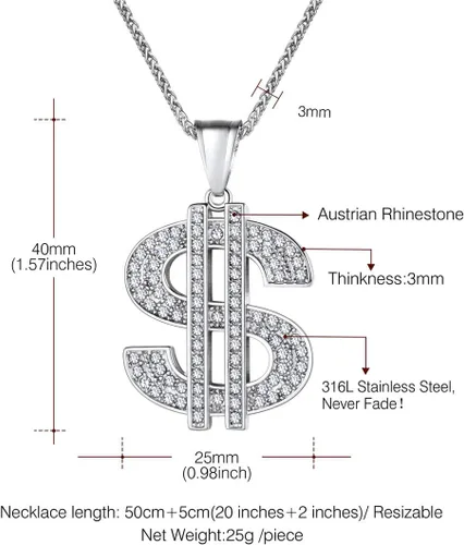 Miniatura 6 de U7 Colgante punk hip hop para hombre de acero inoxidable chapado en oro de 18 quilates personalizado AK47IcedTijerasCalavera M9 Collares