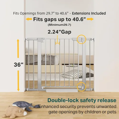 Miniatura 41 de Cumbor Puerta de bebé extra alta de 36 pulgadas para escaleras, puerta para perros de 29.7-40.6 pulgadas de ancho para puertas, puertas de mascotas