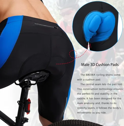 Miniatura 4 de Bikewa - Pantalones cortos de ciclismo para hombre, con acolchado 3D, para ciclismo de carretera o montaña, FPU 50+, bolsillos con cremallera