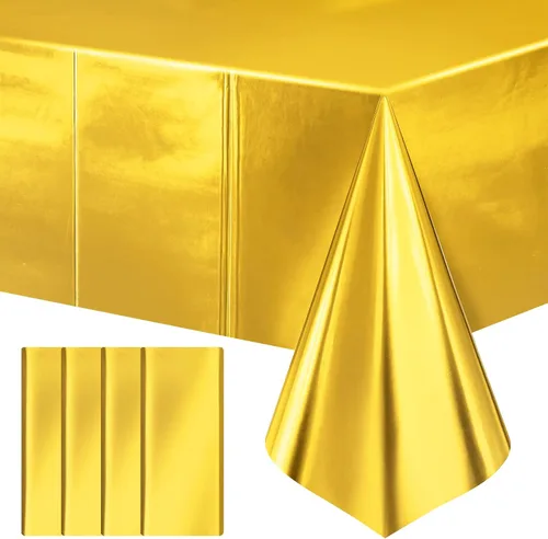 Miniatura 17 de Just Shimmer 2 piezas Mantel de Plástico Oro Rosa - Impresionante Acabado Mate Metálico, 40" x 108" Mantel para Mesa de Despedida de Soltera