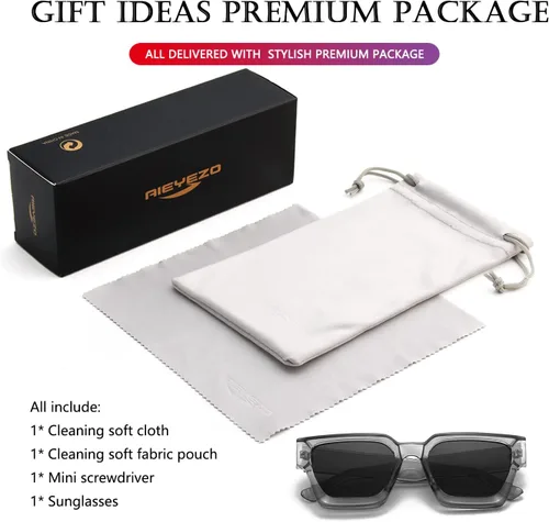 Miniatura 177 de AIEYEZO Gafas de sol cuadradas para mujeres y hombres, gafas de sol cuadradas con montura gruesa, estilo de diseñador simple